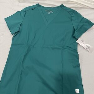 Butter Soft STRETCH Scrub Top Hunter Teal Blue XS V-Neck Medical Core Minimalist